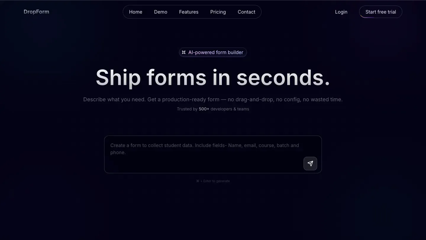 DropForm — Build , style and publish AI-powered forms in minutes