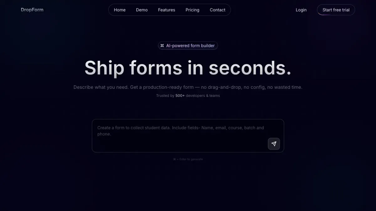DropForm — Build , style and publish AI-powered forms in minutes
