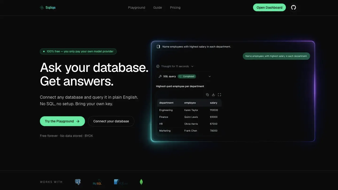 Sqliqs — Query your database in plain English